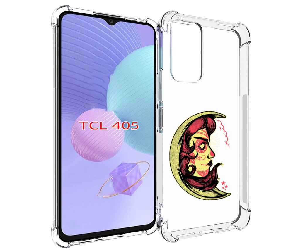 

Чехол MyPads желтый полумесяц с лицом девушки для TCL 405, Tocco