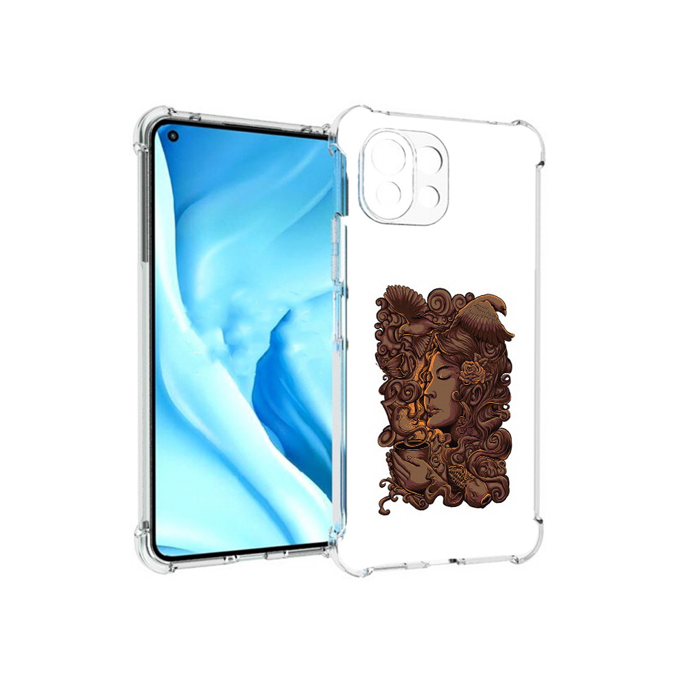 

Чехол MyPads Tocco для Xiaomi Mi 11 Lite девушка с длинными волосами абстракция, Прозрачный, Tocco