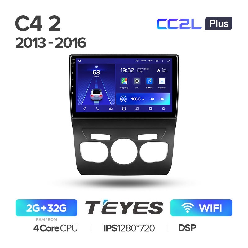 Автомобильная магнитола Teyes CC2L Plus 2/32Гб Citroen C4 2 B7 2013 - 2016 ANDROID