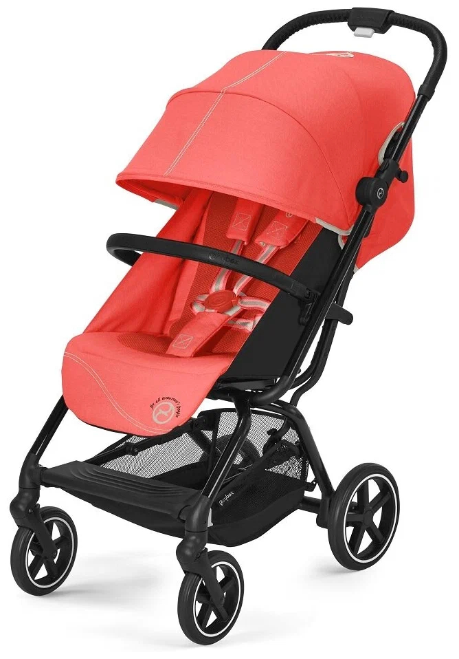 Коляска прогулочная Cybex Eezy S+ 2 BLK Hibiscus красная