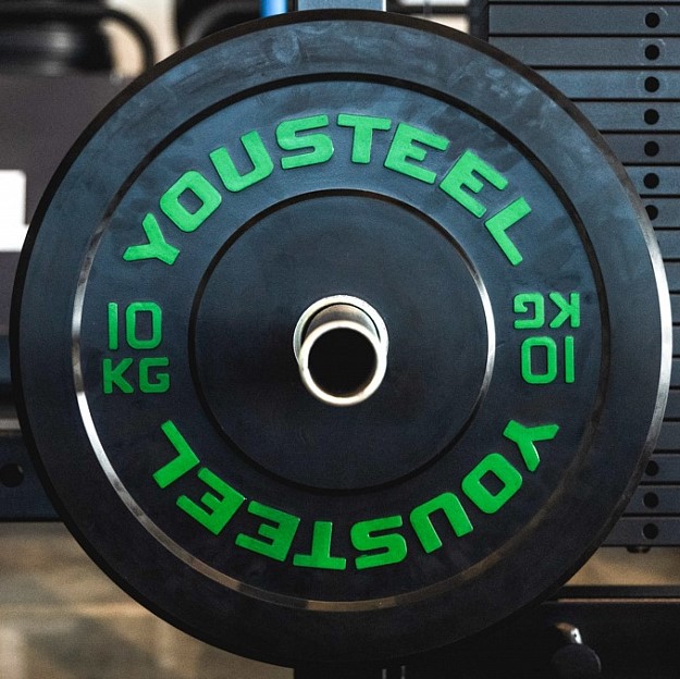 

Диск каучуковый для штанги YouSteel тренировочный зеленый 10кг