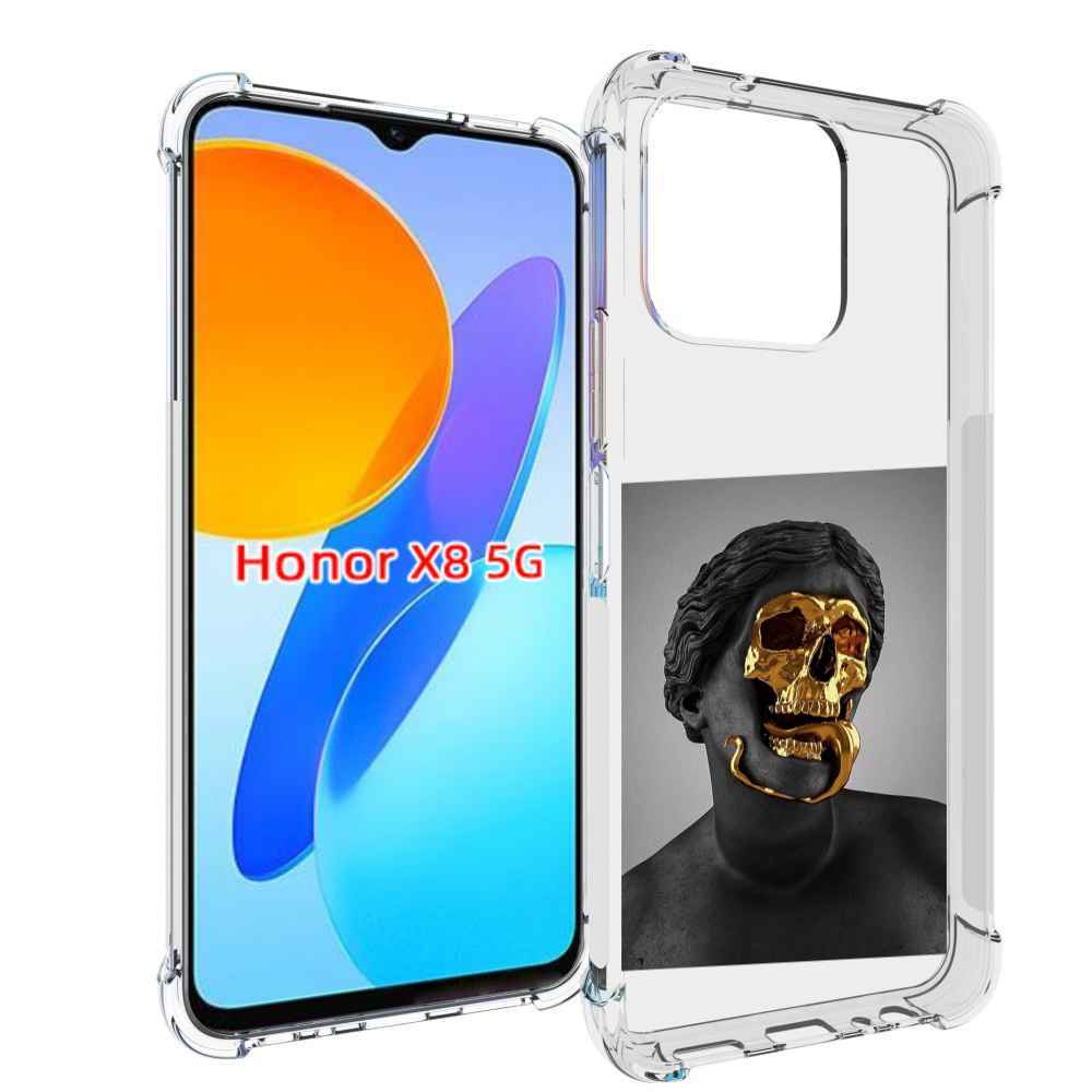 

Чехол MyPads золотой череп в статуе для Honor X8 5G, Прозрачный, Tocco