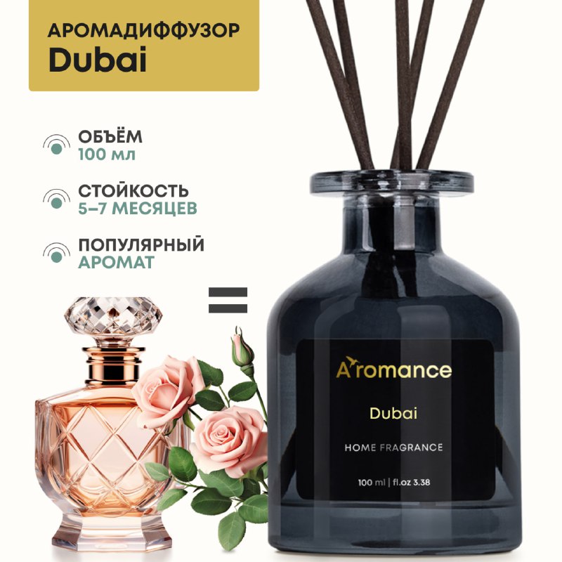 Аромадиффузор Aromance Dubai 100мл с палочками для дома