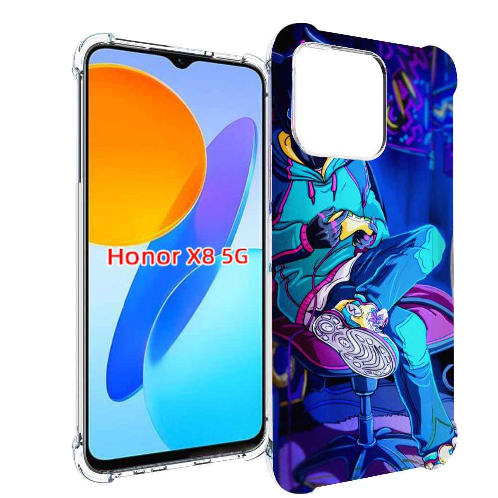 

Чехол MyPads киберпанк игрок для Honor X8 5G, Прозрачный, Tocco