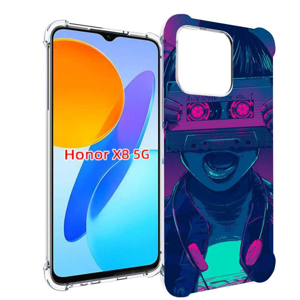 

Чехол MyPads киберпанк с кассетой для Honor X8 5G, Прозрачный, Tocco