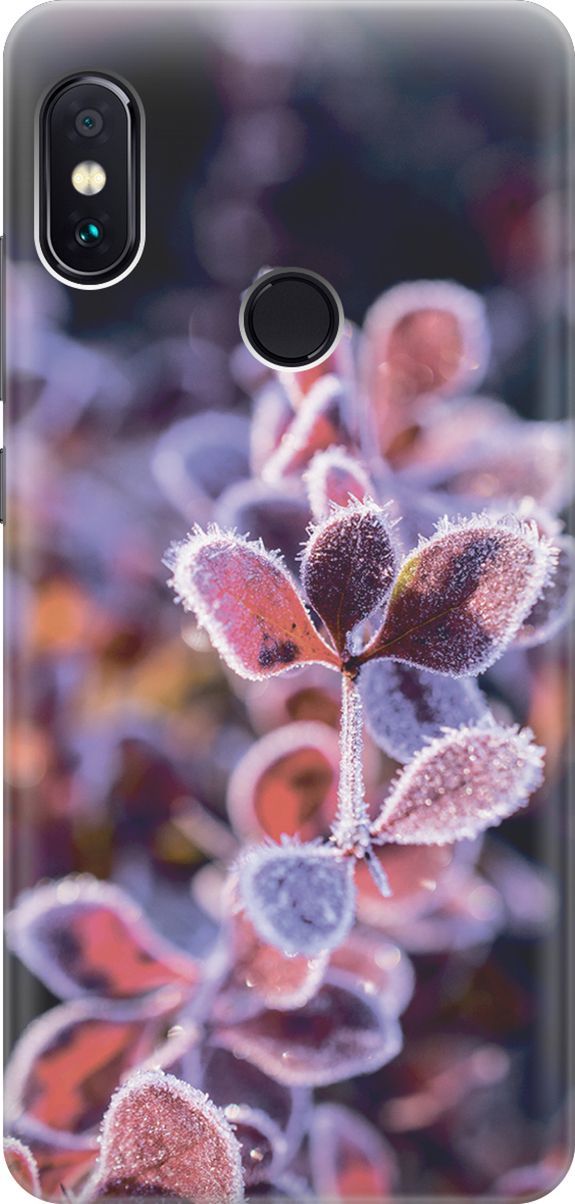 

Чехол на Xiaomi Redmi Note 5 "Иней на листочках", Розовый;черный, 2934