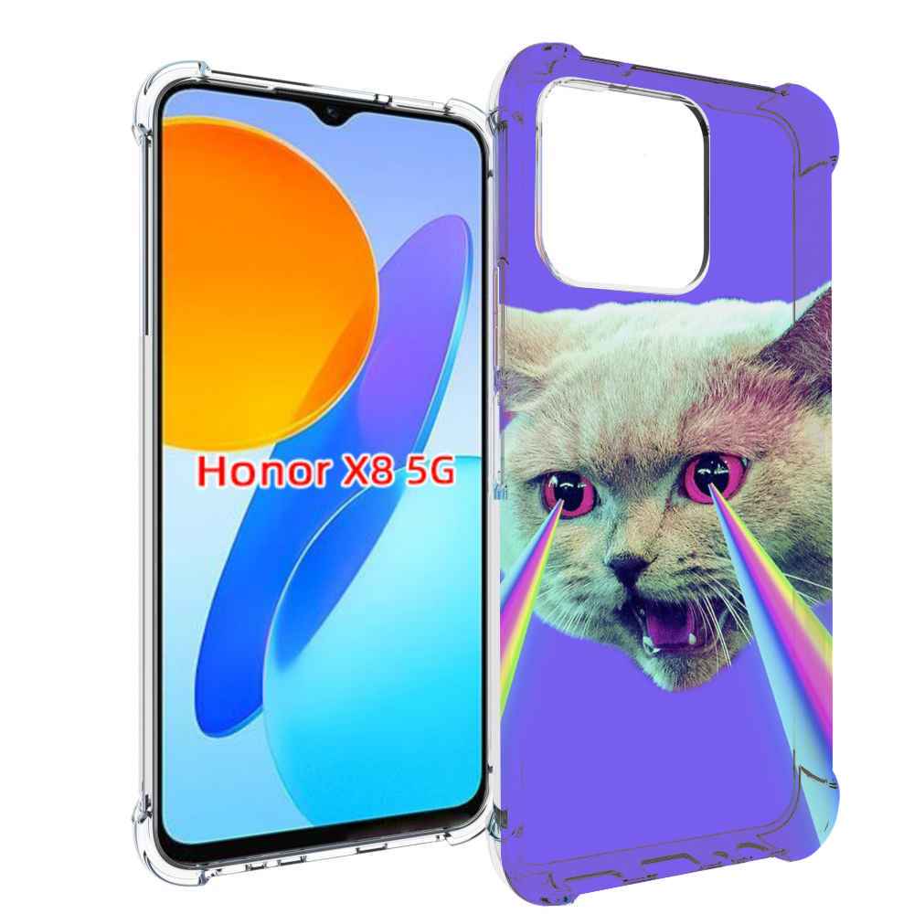 

Чехол MyPads кот с радугой в глазах для Honor X8 5G, Прозрачный, Tocco