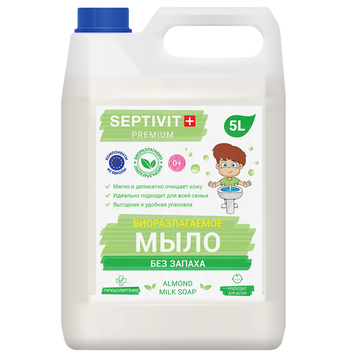 фото Жидкое мыло для рук без запаха septivit premium 5л