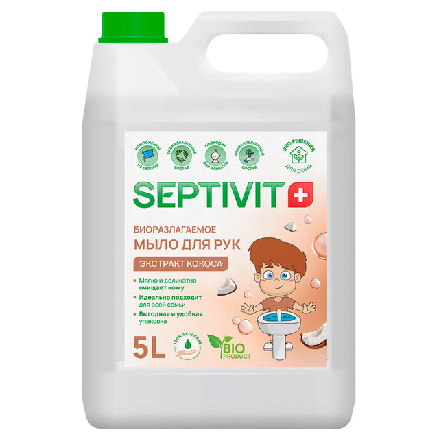 фото Жидкое мыло для рук кокос septivit premium 5л