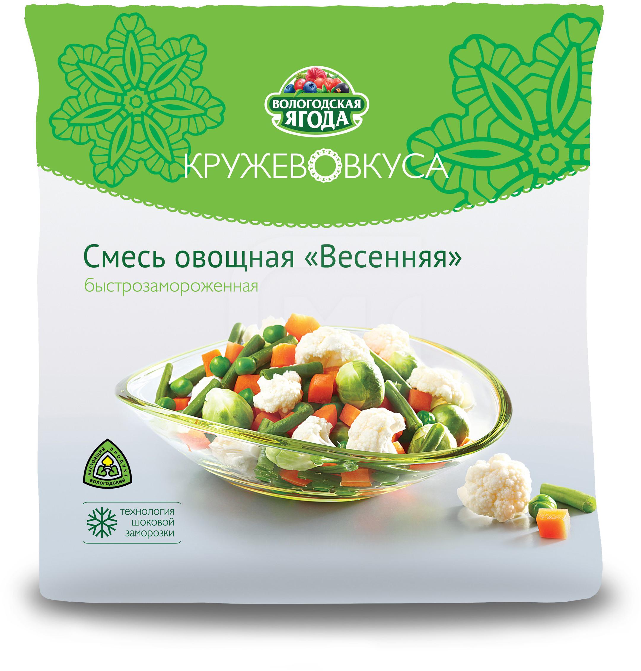 

Смесь овощная Кружево Вкуса Овощи весенние быстрозамороженная 400 г