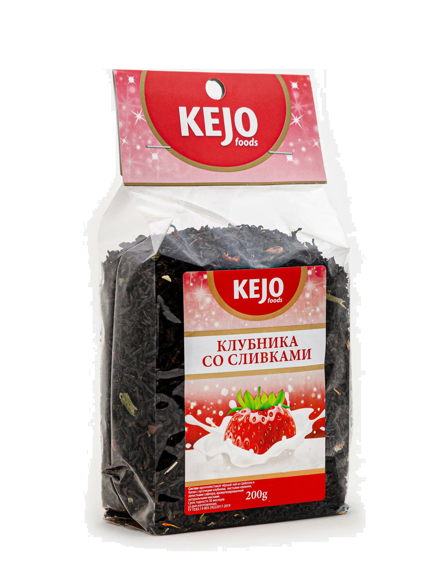 Чай черный KEJO foods Клубника со сливками 200 гр