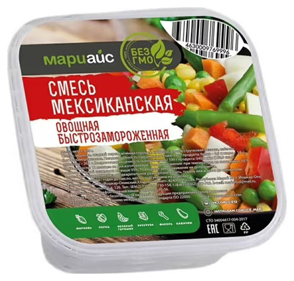 

Смесь овощей Мариайс Мексиканская быстрозамороженная 450 г