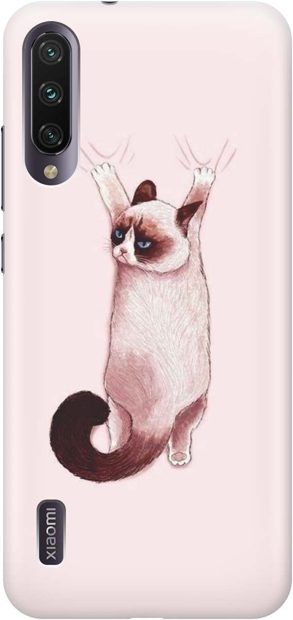 

Чехол на Xiaomi Mi A3 "Недовольный кот", Белый;розовый, 430