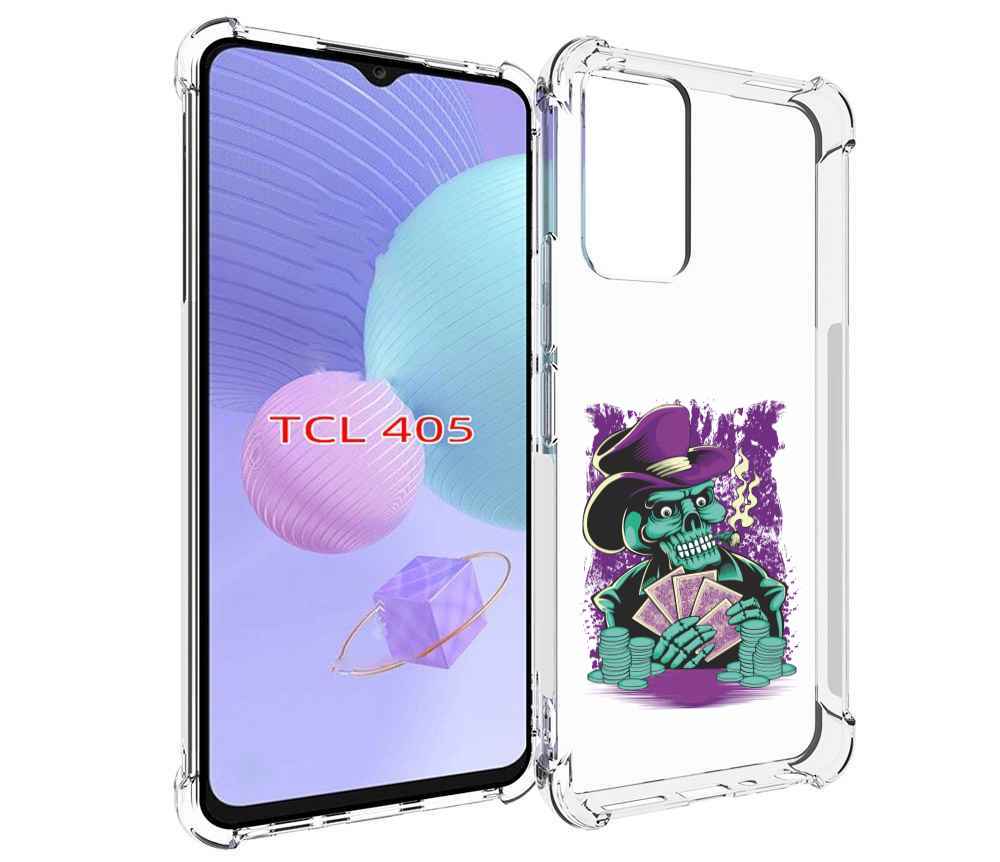 

Чехол MyPads зеленый череп с картами для TCL 405, Tocco