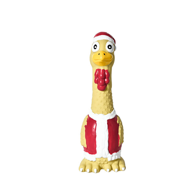 Игрушка для собак Foxie New Year rooster Петух с пищалкой 19 см, желтая