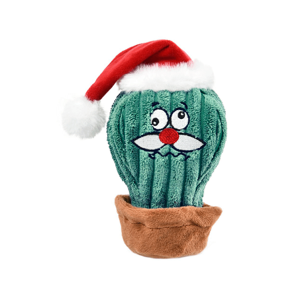 Игрушка для собак Foxie New Year cactus Кактус с шапочкой и пищалкой 7,5х25 см, зеленая