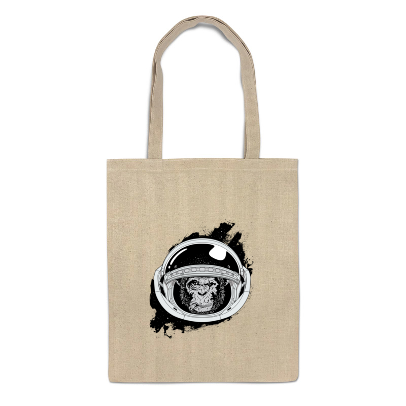 фото Сумка-шоппер printio space monkey (космическая обезьяна) бежевая