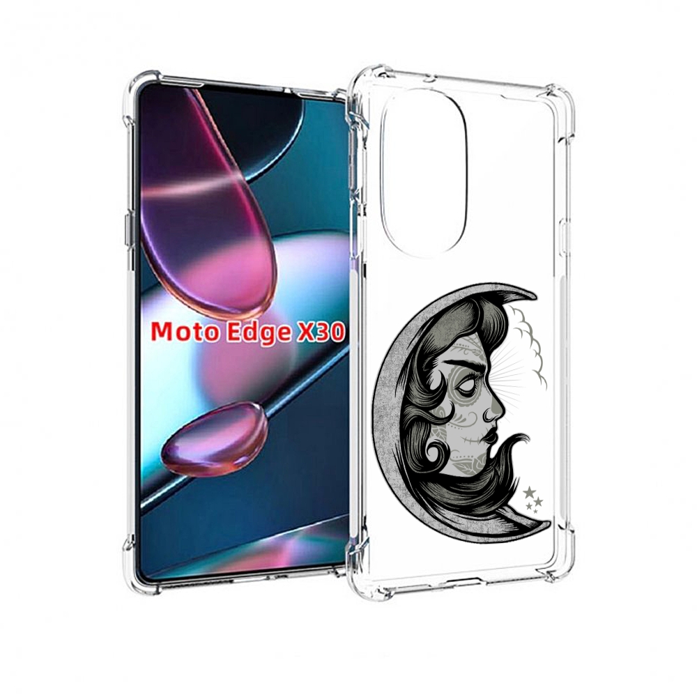

Чехол MyPads черно белая луна с лицом для Motorola Moto Edge X30, Прозрачный, Tocco