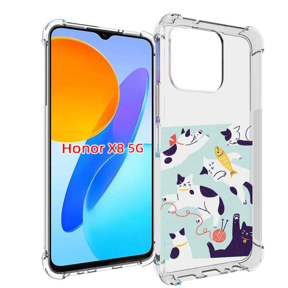 

Чехол MyPads коты-с-клубками для Honor X8 5G, Прозрачный, Tocco
