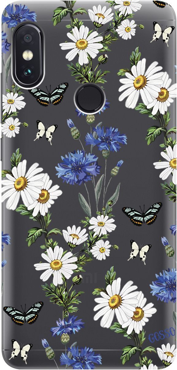 

Чехол на Xiaomi Redmi Note 5 "Hello, Camomiles" прозрачный, Прозрачный;голубой, 1846