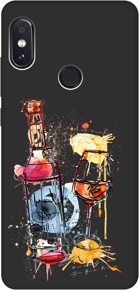 

Чехол на Xiaomi Redmi Note 5 "Aquarelle Wine" черный, Черный;голубой, 2637