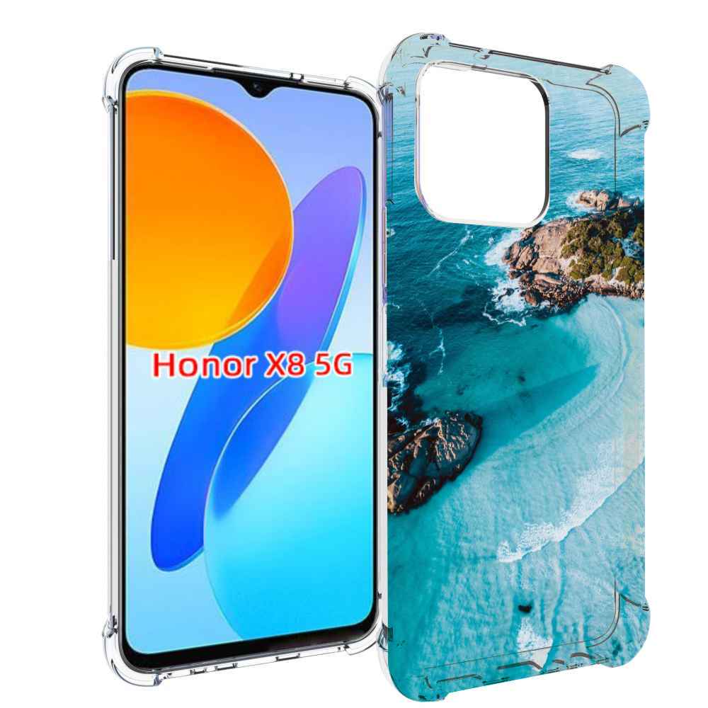 

Чехол MyPads красивый голубой залив для Honor X8 5G, Прозрачный, Tocco