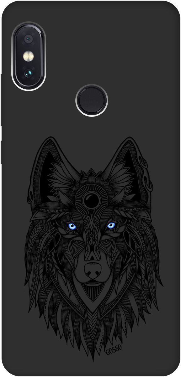 

Чехол на Xiaomi Redmi Note 5 "Grand Wolf" черный, Черный;голубой, 2637