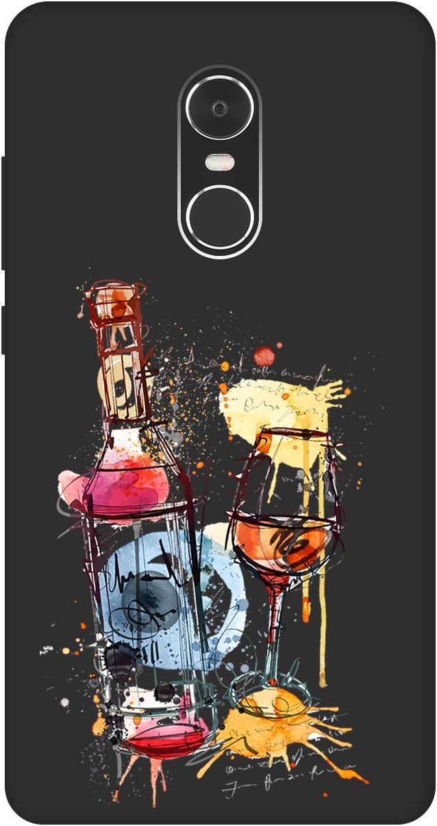 

Чехол на Xiaomi Redmi Note 4 "Aquarelle Wine" черный, Черный;голубой, 3284