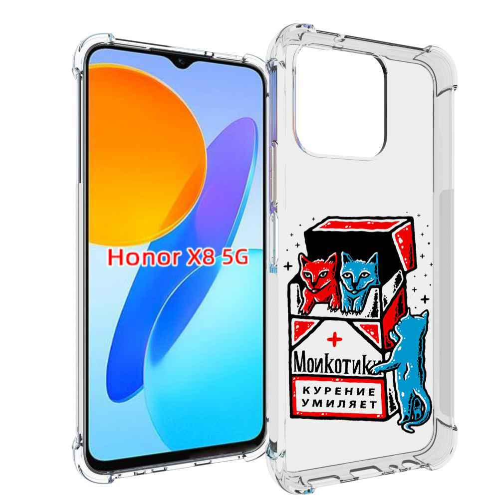 

Чехол MyPads красно-синие-коты для Honor X8 5G, Прозрачный, Tocco
