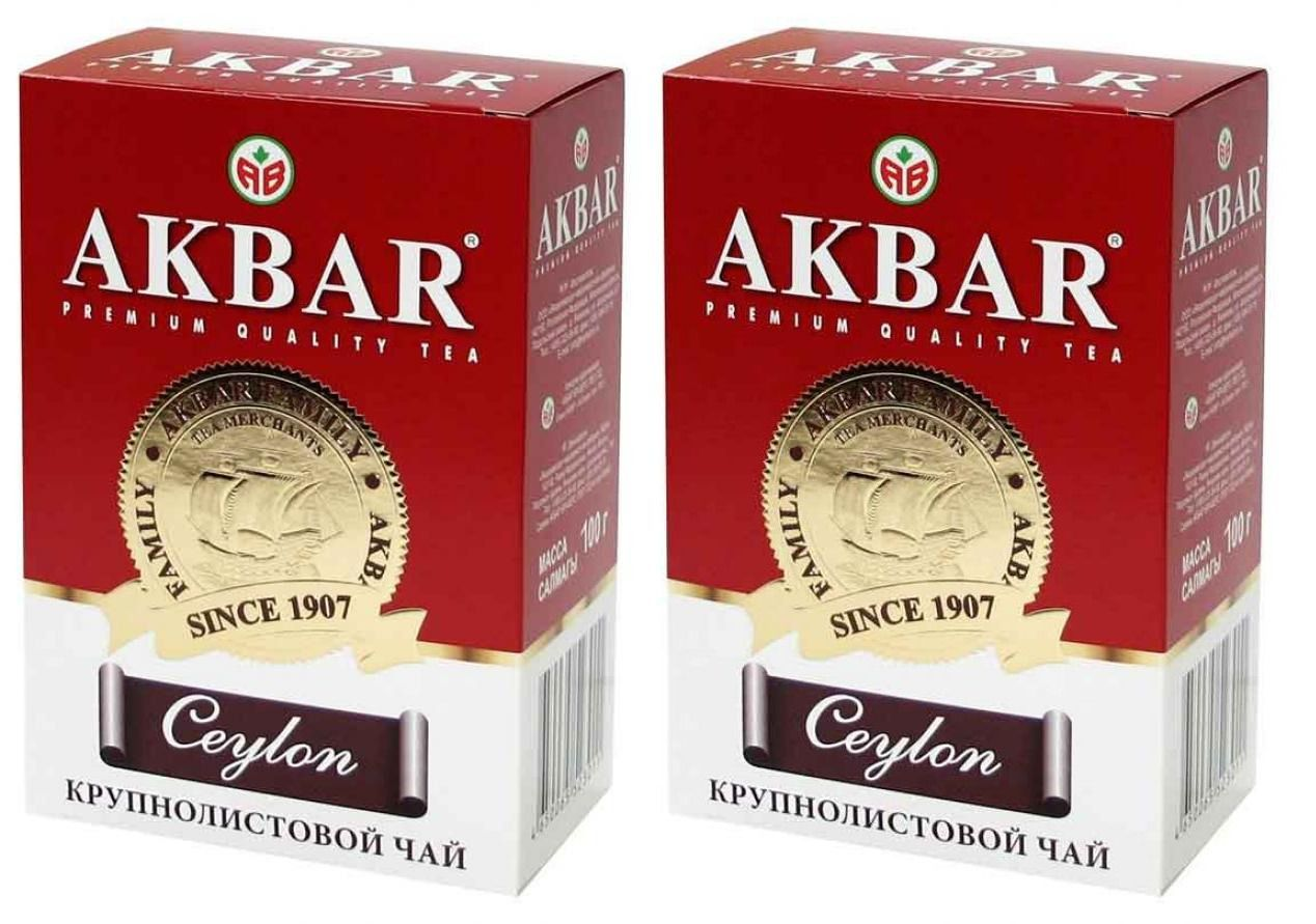 

Чай черный Akbar Ceylon с медалью, крупнолистовой, 100 г, 2 шт
