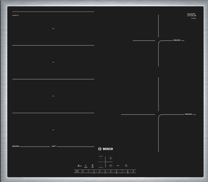 фото Встраиваемая варочная панель индукционная bosch pxe645fc1e black