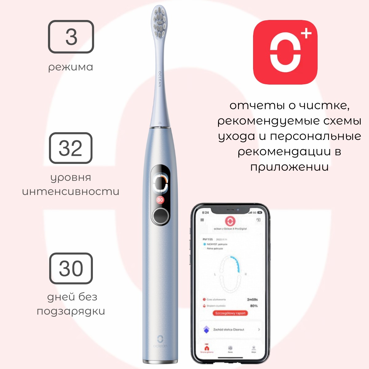 Электрическая зубная щетка Oclean X Pro Digital (Серебрянный)