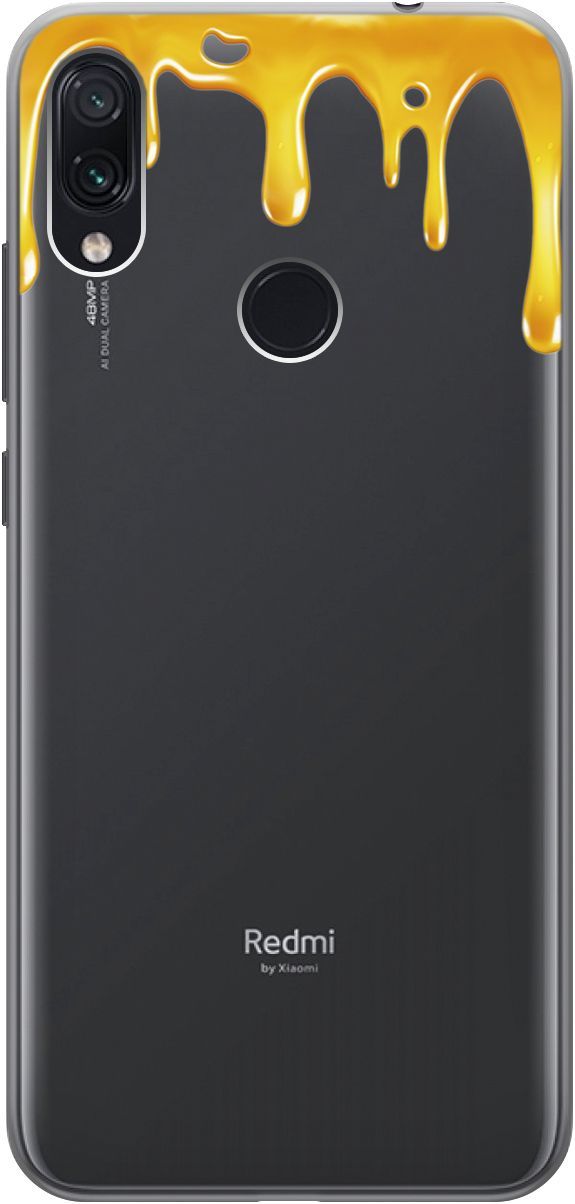 

Чехол на Xiaomi Redmi Note 7 "Honey" прозрачный, Прозрачный;желтый, 1847