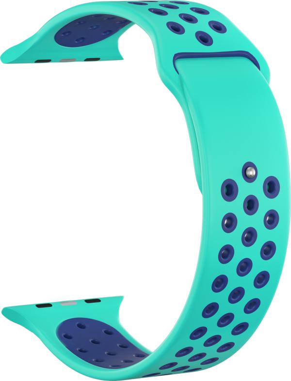 

Ремешок силиконовый GSMIN Sport Edition для Apple Watch Series 3 38/40 (Бирюзово-синий)