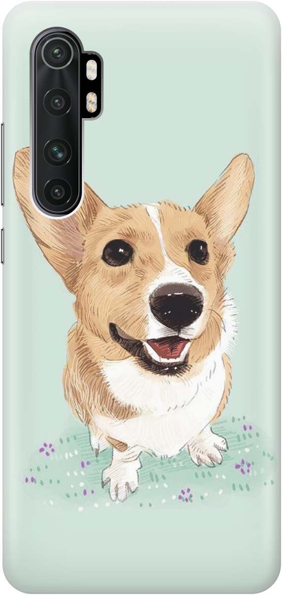 

Силиконовый чехол на Xiaomi Mi Note 10 Lite "Корги", Белый;зеленый, 434