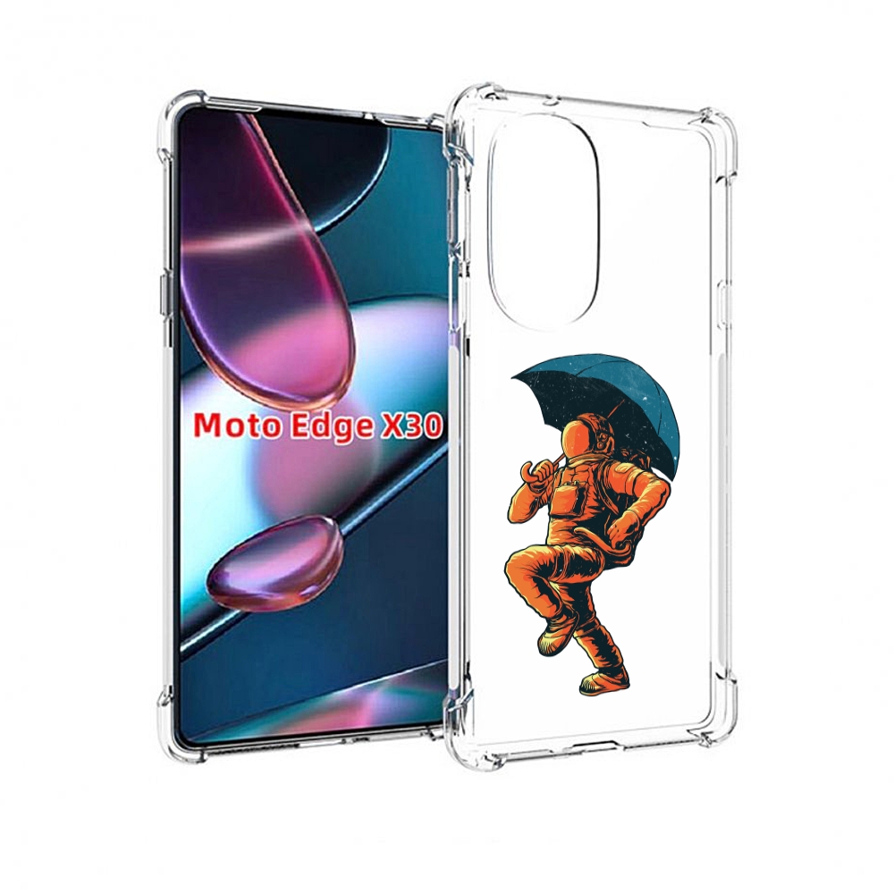 

Чехол MyPads шагающий космонавт с зонтом для Motorola Moto Edge X30, Прозрачный, Tocco