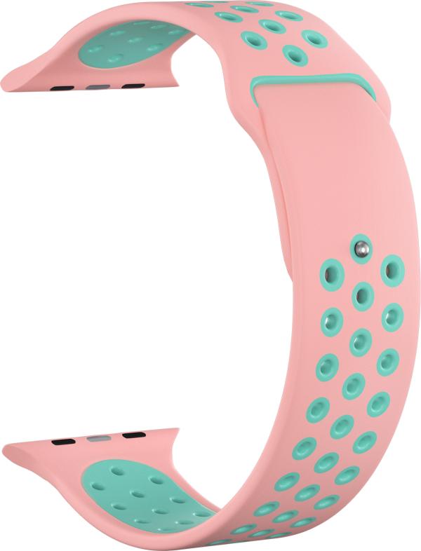 

Ремешок силиконовый GSMIN Sport Edition для Apple Watch Series 3 42/44 (Розово-бирюзовый)
