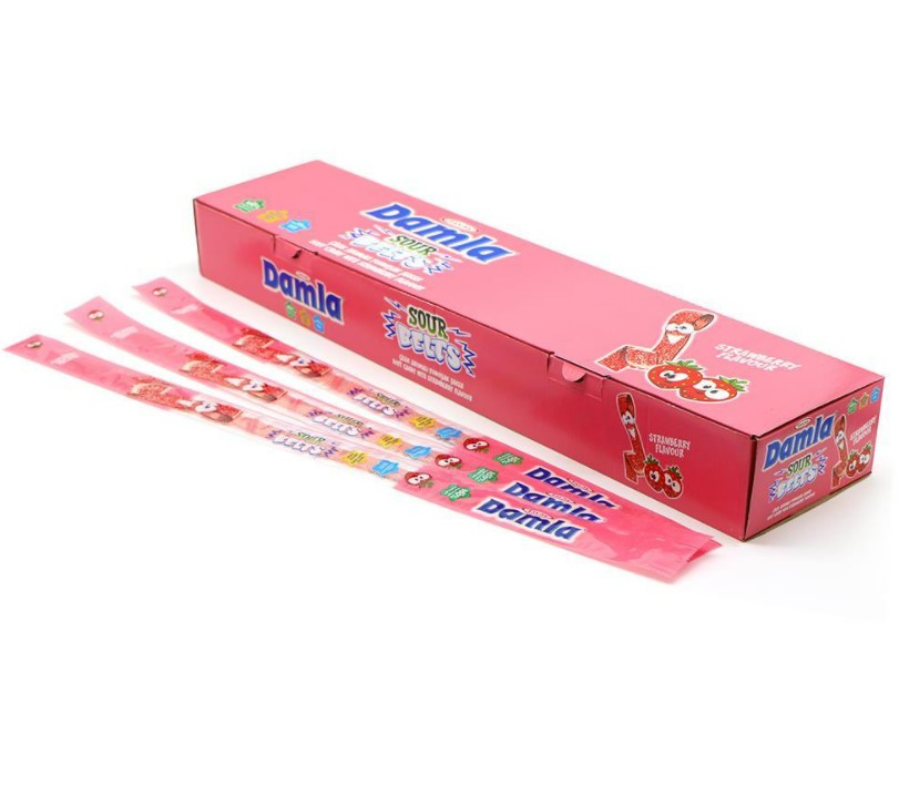 

Жевательный мармелад Damla Sour Belts Strawberry Ремешки Клубника, 35г х 8 шт, Жевательный мармелад