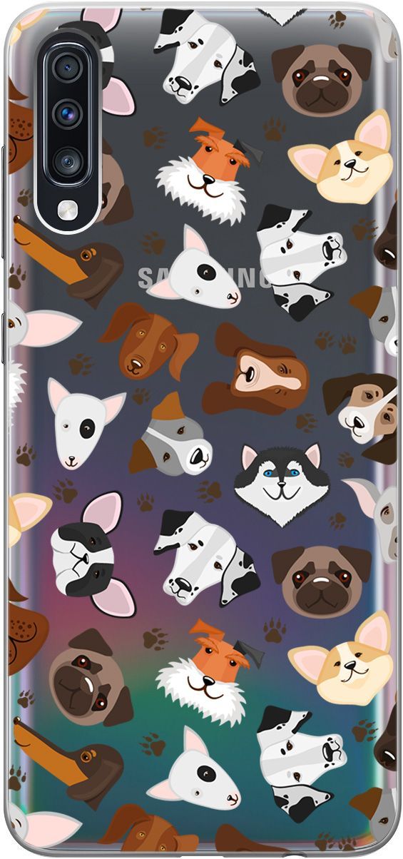 

Чехол на Samsung Galaxy A70/A70s "Dogs Pattern" прозрачный, Прозрачный;коричневый, 5398