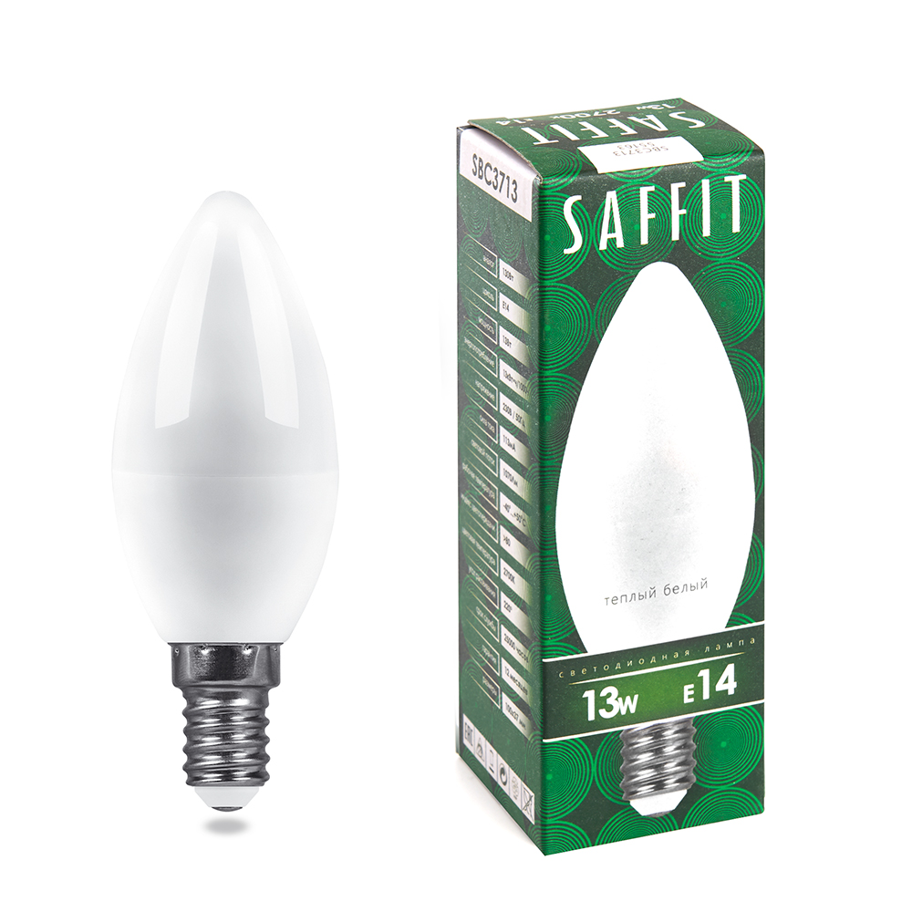 

Лампочка светодиодная Saffit SBC3713, 13Вт E14 230V упаковка 10 шт 55163, SBC3713
