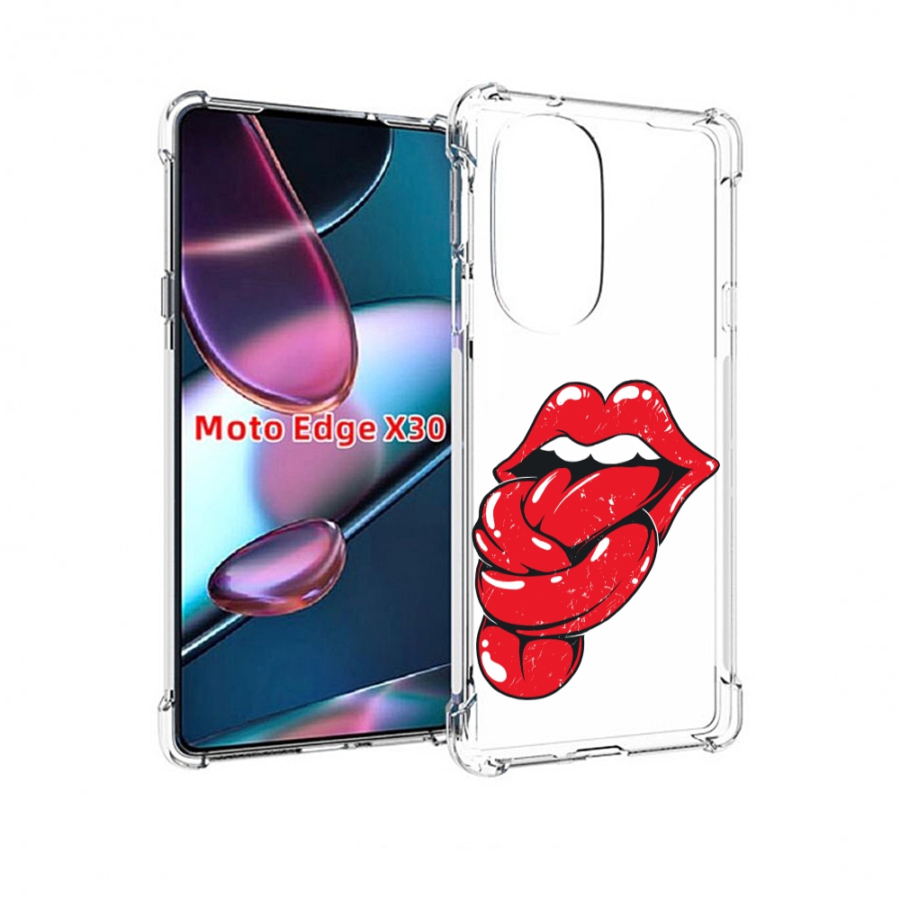 

Чехол MyPads яркие губы с языком для Motorola Moto Edge X30, Прозрачный, Tocco