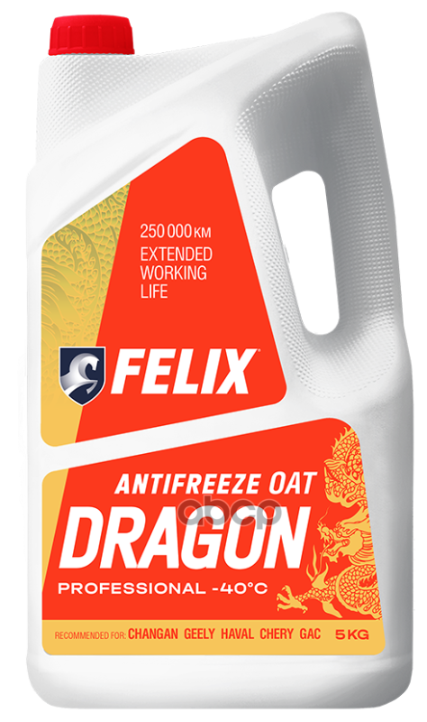 фото Антифриз felix dragon g12+ готовый -45c красный 5 кг 430206405 felix арт. 430206405