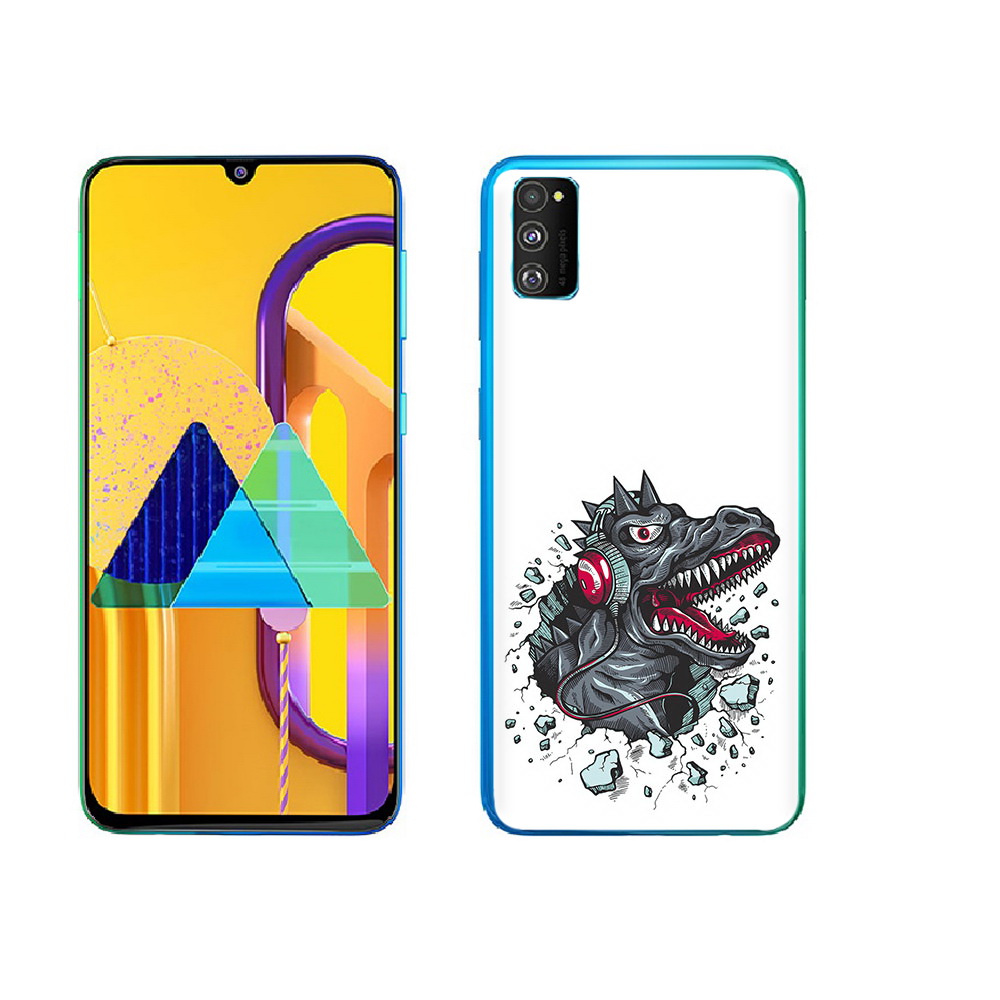 

Чехол MyPads Tocco для Samsung Galaxy M23 Нарисованный динозавр в наушниках, Прозрачный, Tocco