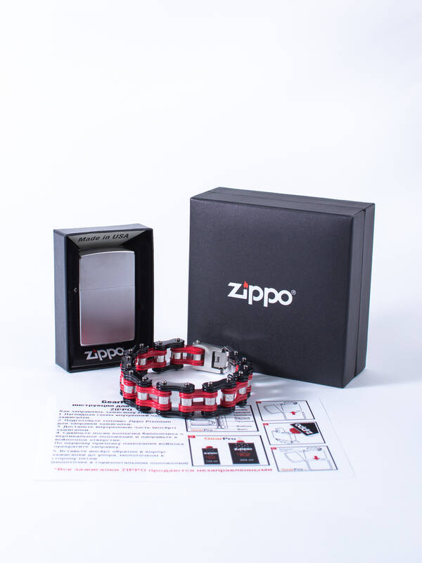 

Набор зажигалка и браслет 205-2006270 ZIPPO, Серебристый;черный;красный, 205-2006270