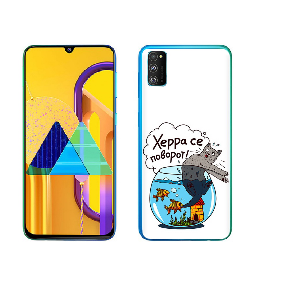

Чехол MyPads Tocco для Samsung Galaxy M23 Рыбы с котом (PT227329.604.149), Прозрачный, Tocco