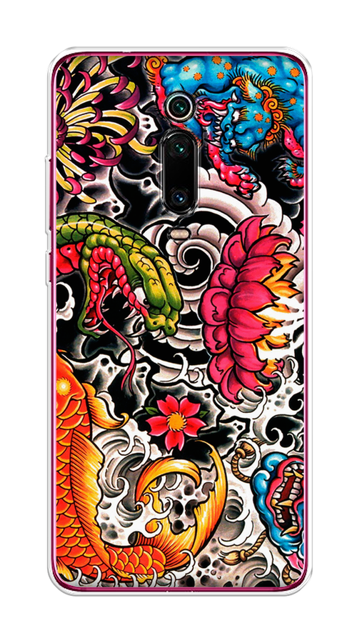 

Чехол на Xiaomi Mi 9T"Японское искусство", Красный;оранжевый;голубой, 35750-4