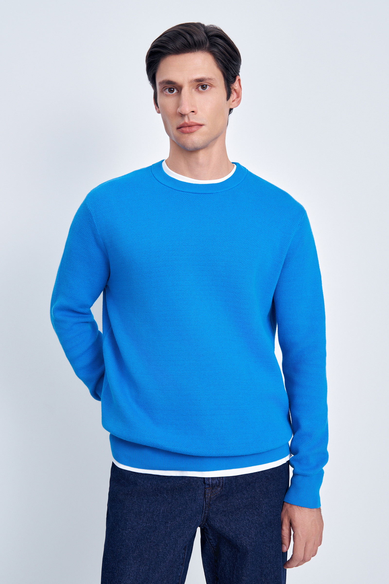 

Джемпер мужской Finn Flare FAE21102 синий XL, FAE21102