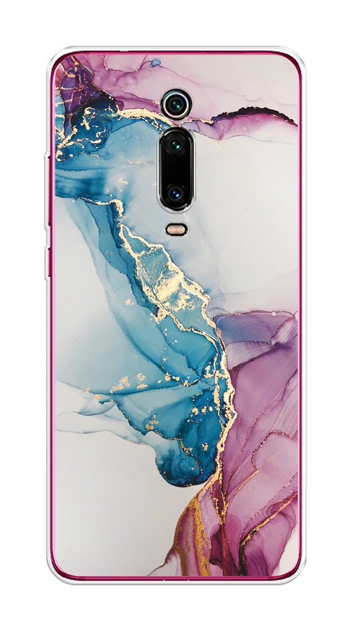 

Чехол на Xiaomi Mi 9T"Розовые разводы рисунок", Синий;розовый;золотистый, 35750-3