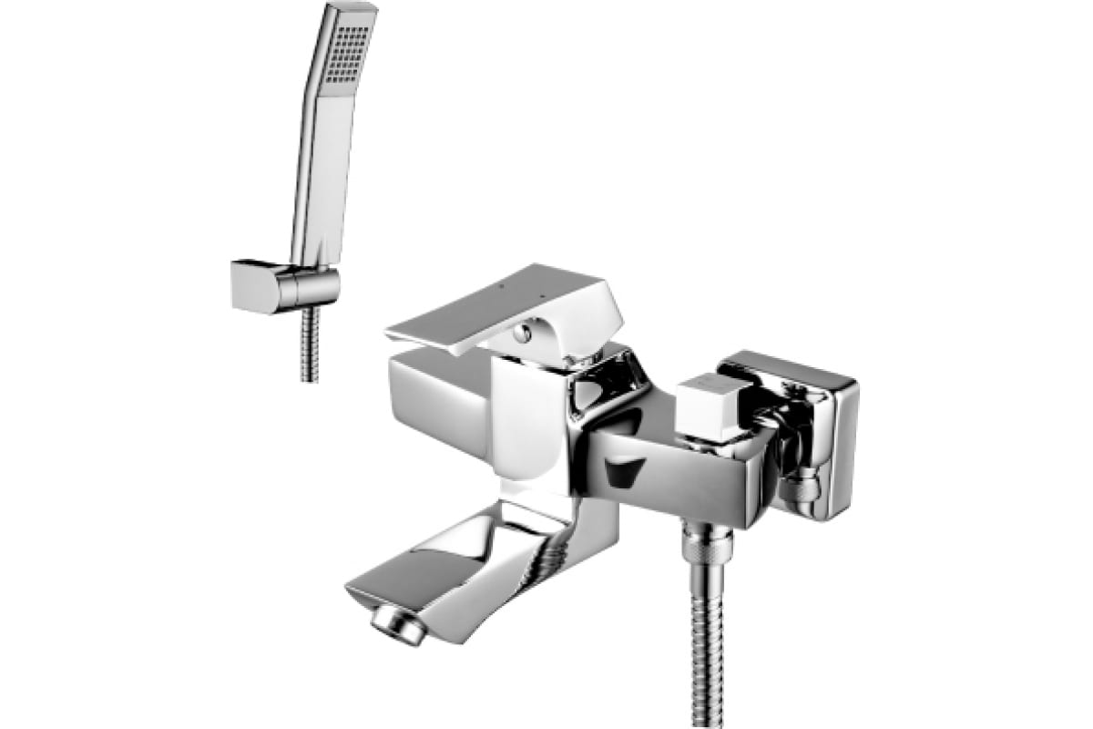 

Смеситель для ванны LeMark UNIT LM4514C с плоским изливом, Серебристый