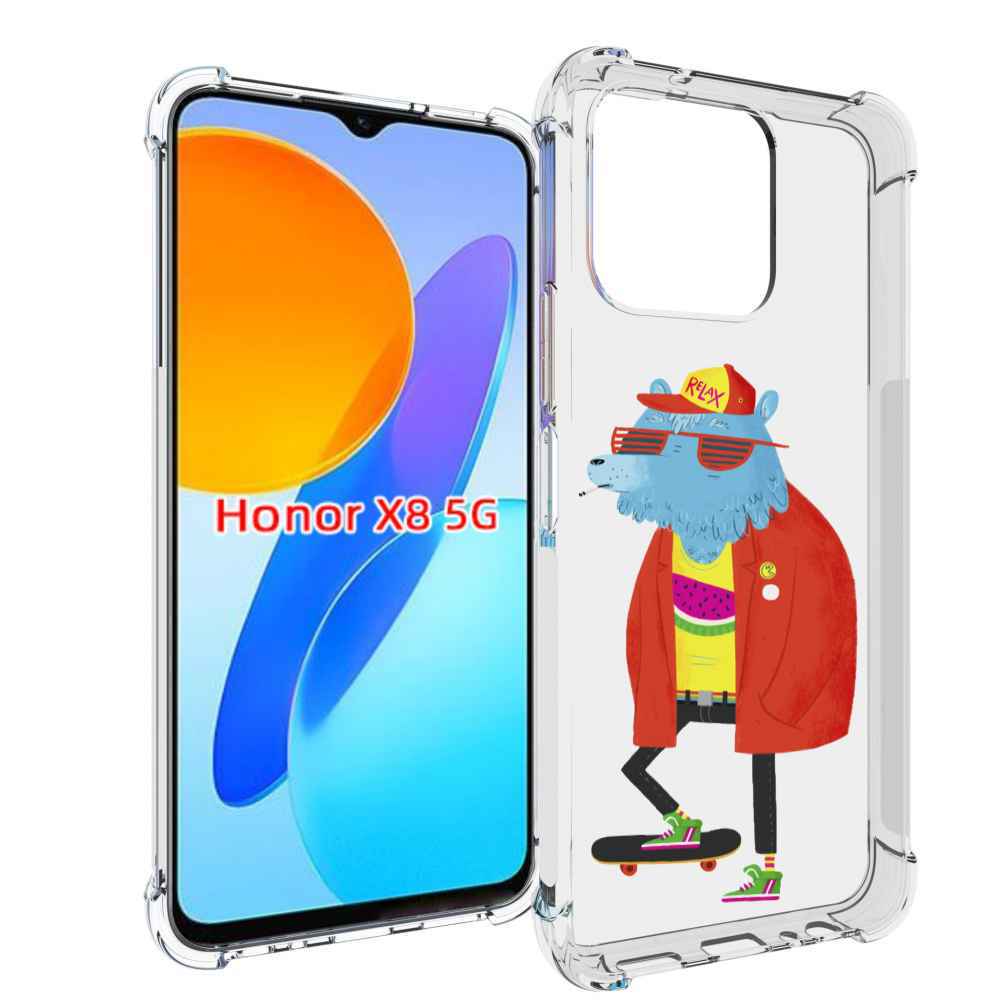 

Чехол MyPads медведь на скейте для Honor X8 5G, Прозрачный, Tocco